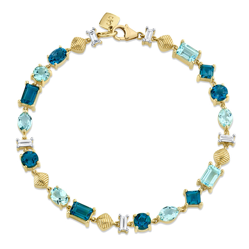 Sloane Street 18k Yellow Gold Blue Topaz, Diamond & Strie Alternating Bracelet- SS-B002I-LB-BTSK-WDCB-Y-7.25