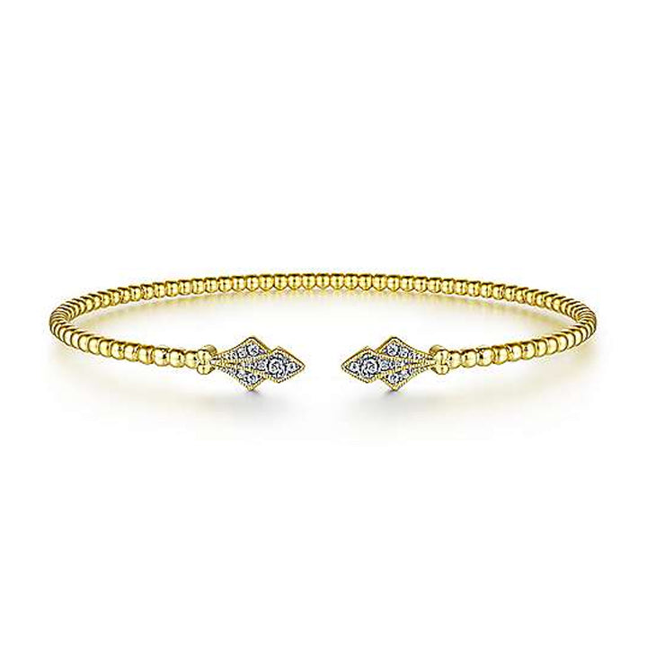Gabriel & Co. 14k Yellow Gold Bujukan Bead Split Cuff with Diamonds - BG4612-62Y45JJ