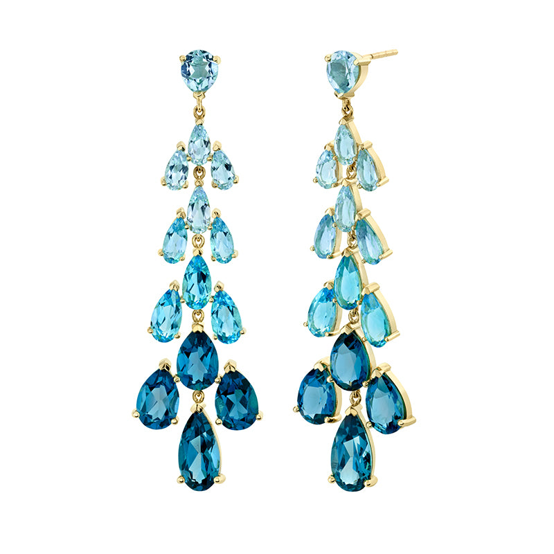Sloane Street 18k Yellow Gold Ombre Blue Topaz Pear Shaped Chandelier Earrings- SS-E005I-BTSK-SWB-LB-Y
