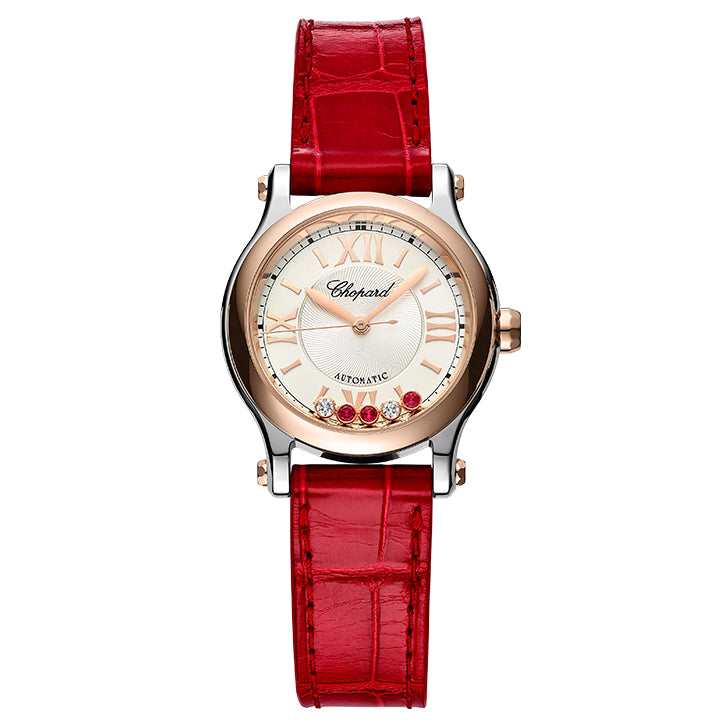 Chopard Two Tone Diamond & Ruby Happy Sport Ladies Watch - 278573-6026
