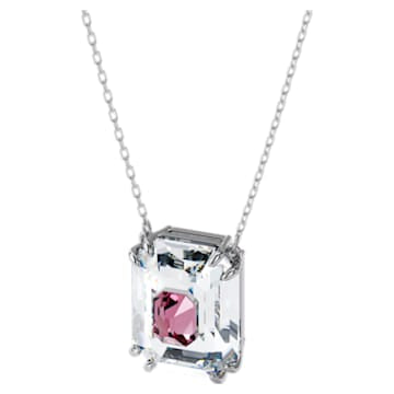 Chroma necklace, Pink, Rhodium plated