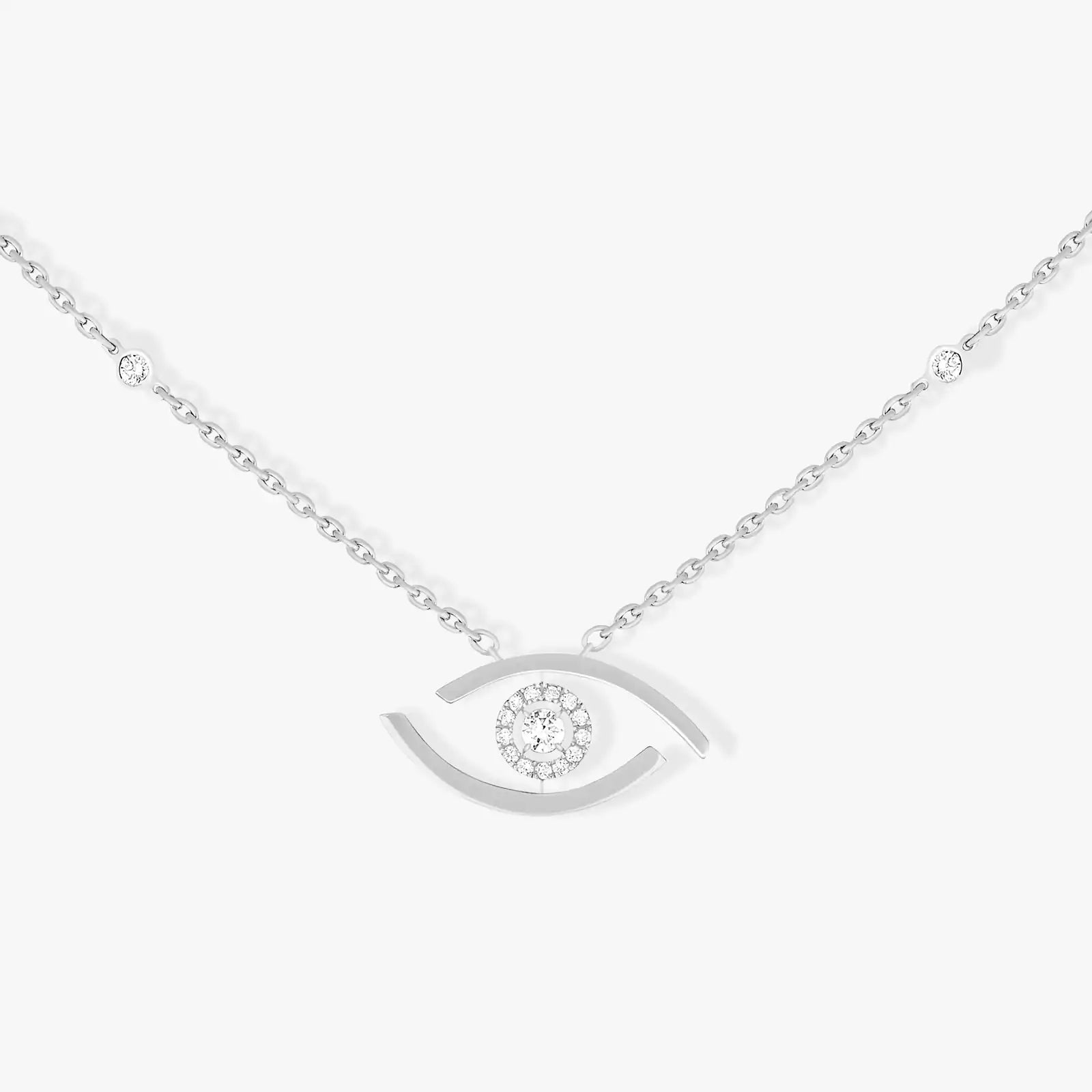 0.15ctw White Gold Diamond Lucky Eye Necklace