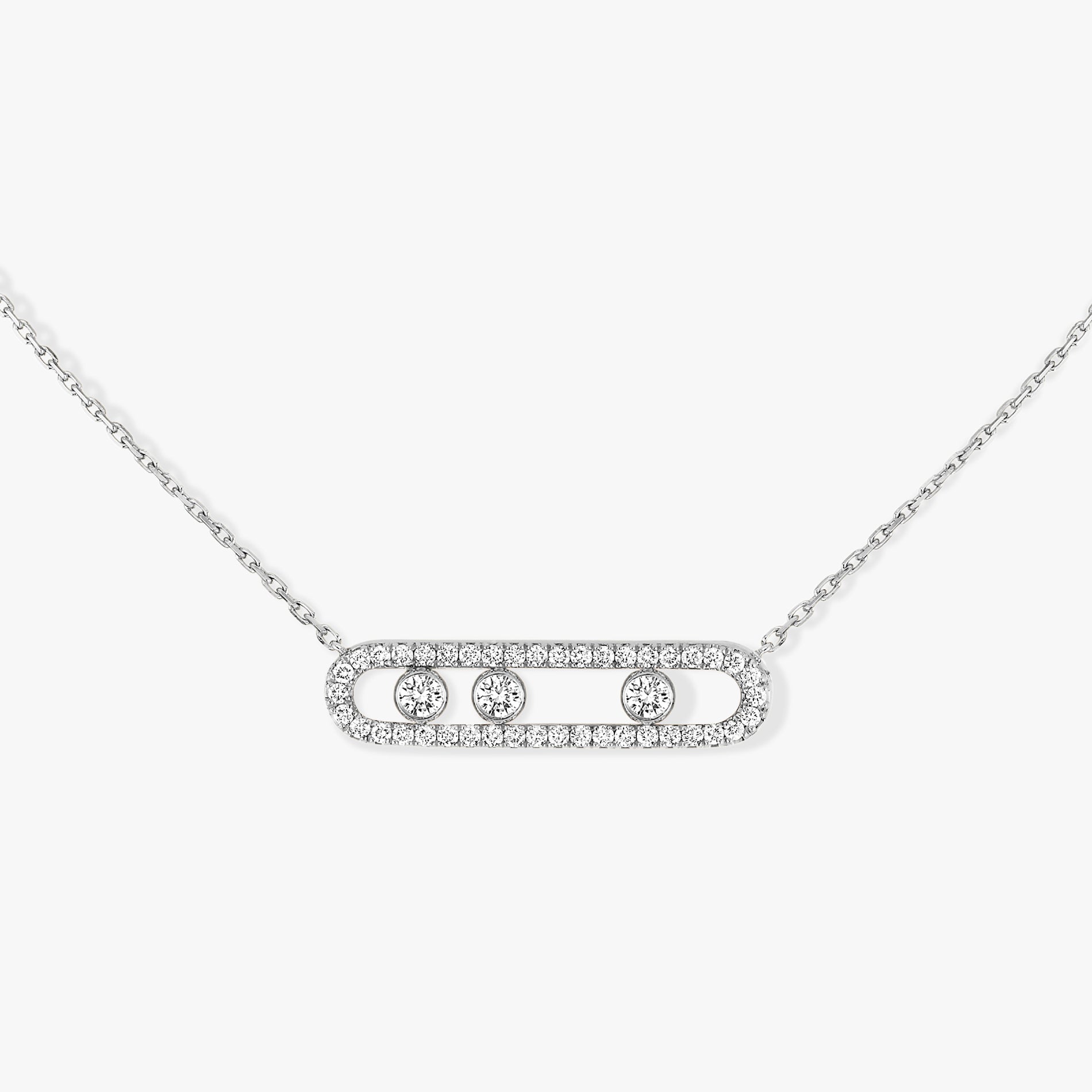 0.65ctw White Gold Diamond Pavé Necklace