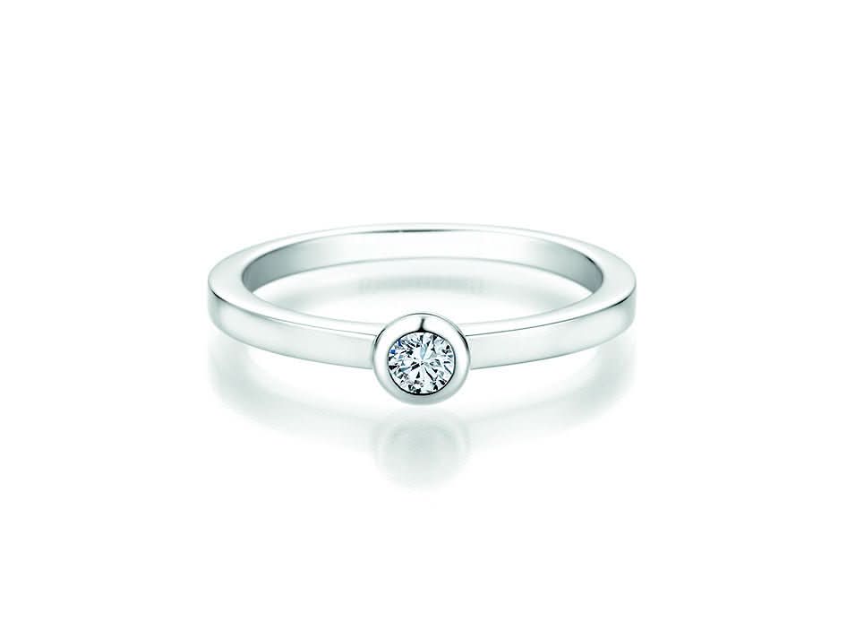 CR Solitaire Ring White Gold 585 · 0.100 ct W-SI