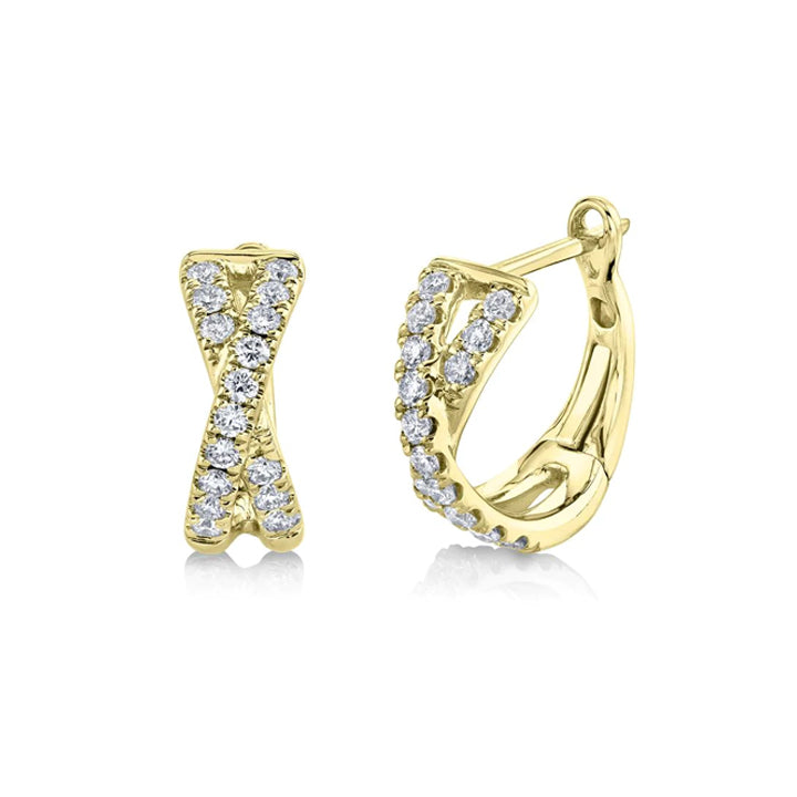 14K Yellow Gold 0.40ctw Diamond Crossover Huggie Earrings - SC22007275