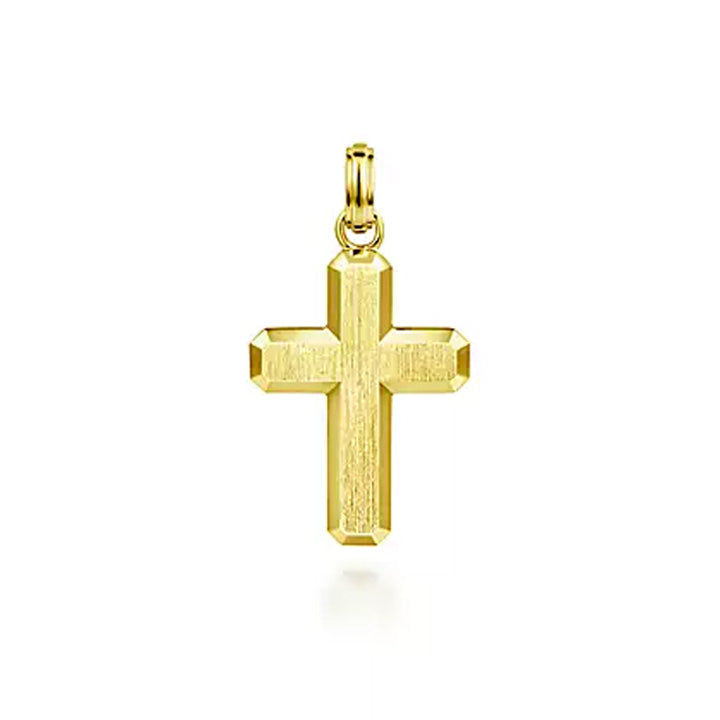 Gabriel & Co Men's 14K Yellow Gold Brushed Finish Cross Pendant - PCM6542Y4JJJ
