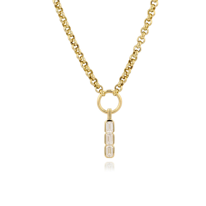 Phillips House 14K Yellow Gold Three Stone Emerald Cuddle Necklace - N0016DY