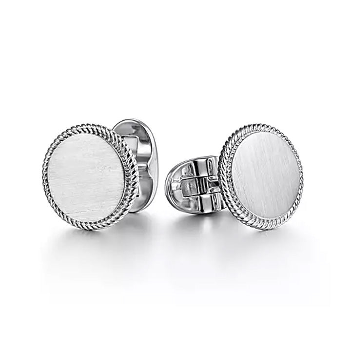 Gabriel & Co Men's Sterling Silver Round Cufflinks with Twisted Rope Trim - CL40SVJJJ