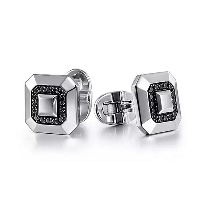 Gabriel & Co Men's Sterling Silver Square Cufflinks with Black Spinel - CL36SVJBS