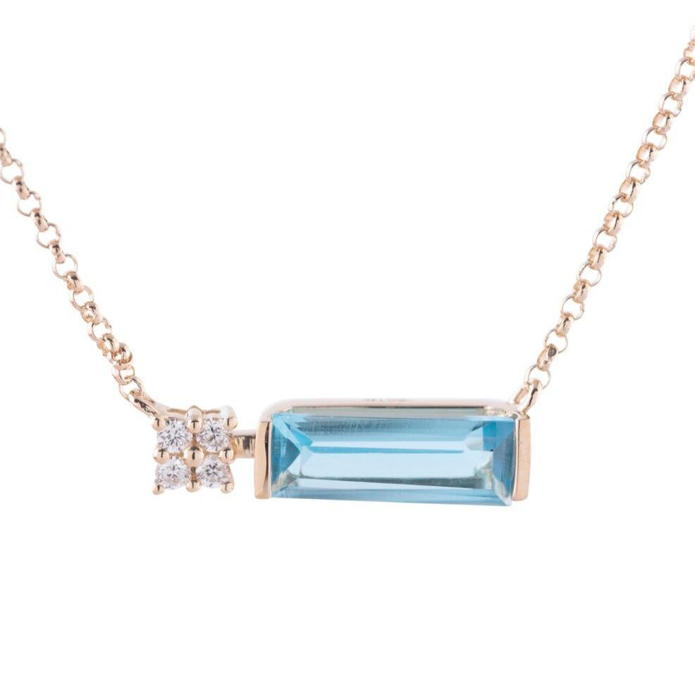 Diamond and Swiss Blue Topaz Necklace