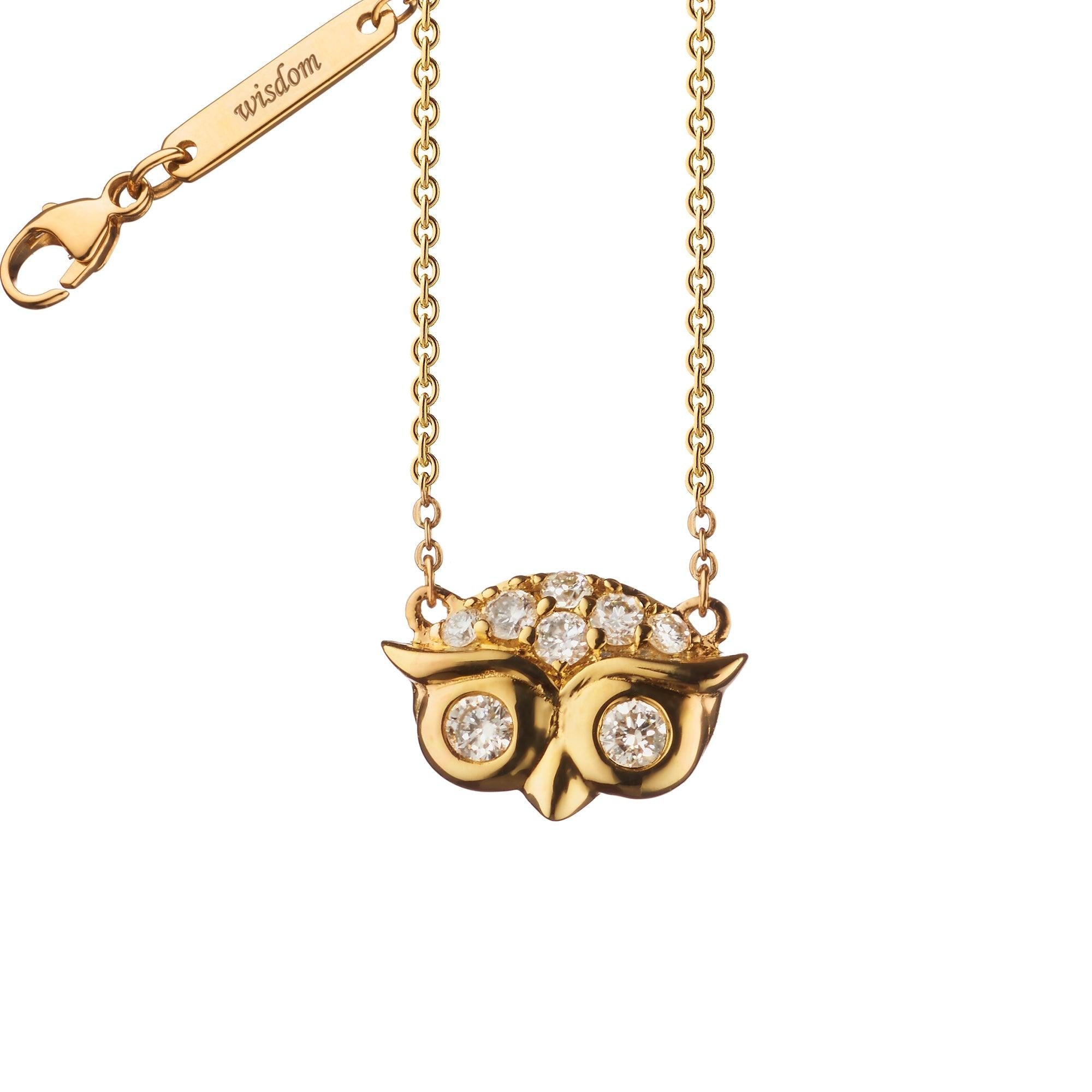 Diamond Critter Owl "Wisdom" Necklace