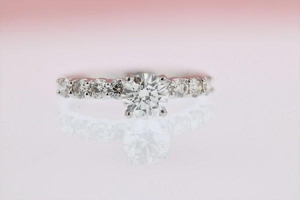 Prong Set Round Diamond Engagement Ring 14k White Gold