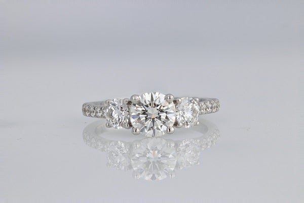 3-Stone 1.02ct H/VS1 Lab Grown Round Diamond Engagement Ring