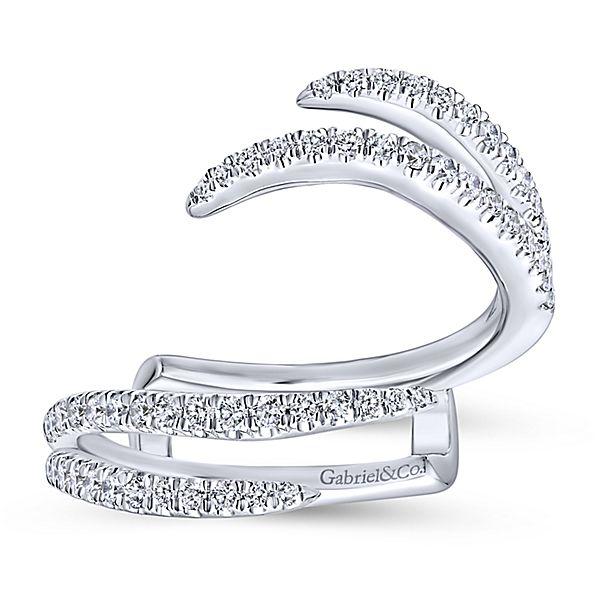 Pave Set Double Flared Diamond Wedding Band 14K White Gold