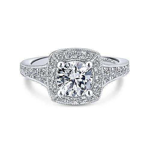 Cushion Shaped Halo Tapered Shank Diamond Ring .76 Cttw 366A
