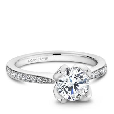 Diamond Engagement Ring With Floral Diamond Pave Head 891A