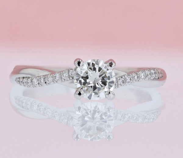 Grace - Crisscross Round Diamond Engagement Ring 5/8 Cttw