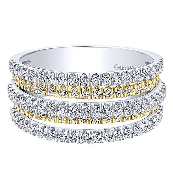 2-Tone Multi-Row Pave Diamond Ring 1 Cttw 14K Gold