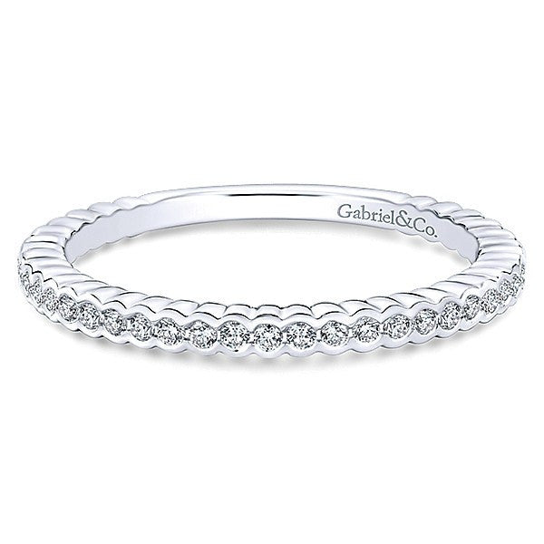 Half Bezel Design Stackable Diamond Ring 14K White Gold