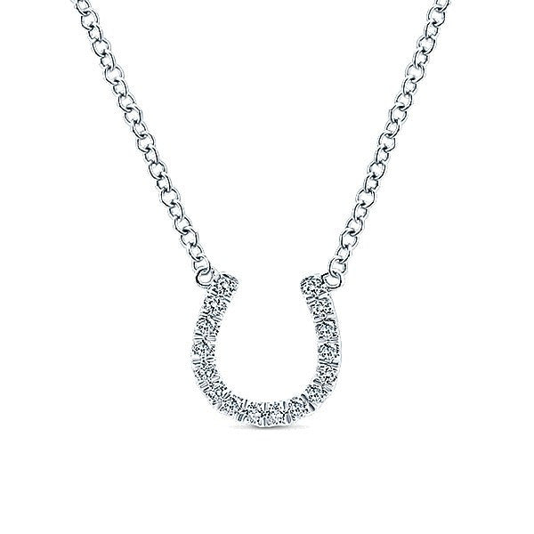 Pave Horseshoe Diamond Necklace 14K White Gold