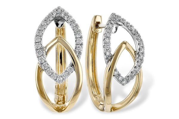 Apex Interlocking Hoop Earrings 1/4 Cttw 14K Gold