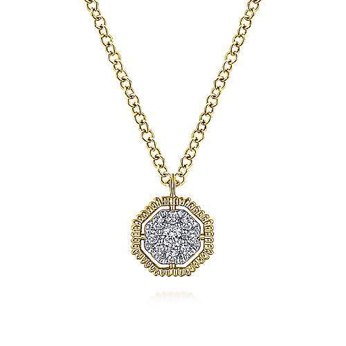 Octagonal Cluster Diamond Necklace 1/10 Cttw 14K Gold
