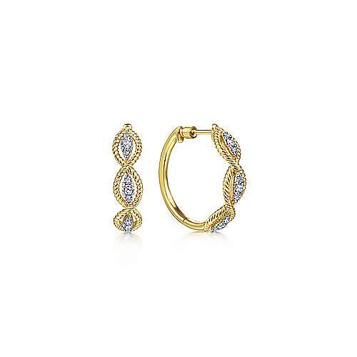 Woven Diamond Hoop Earrings 1/3 Cttw 14K Yellow Gold