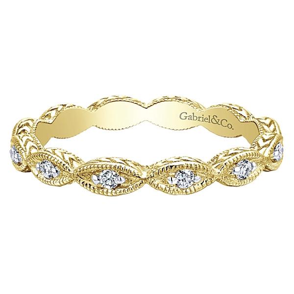 Marquise Shaped Stackable Diamond Ring 14K Yellow Gold