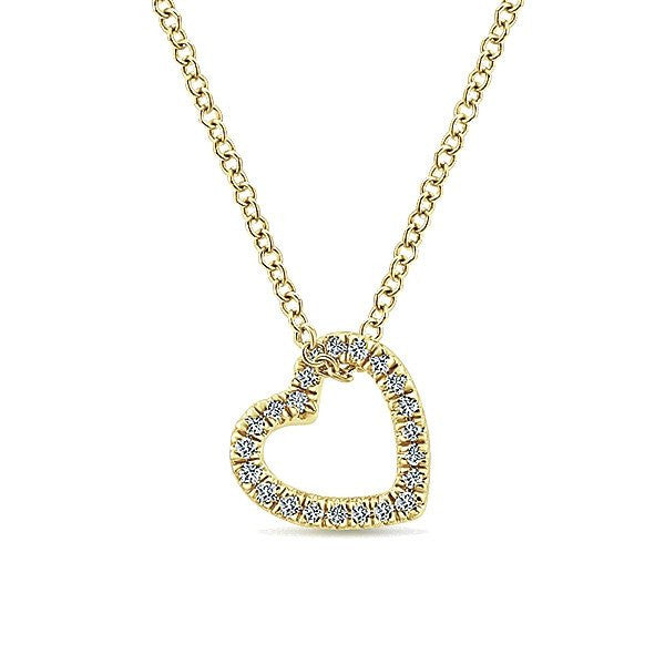 Pave Heart Diamond Necklace 14K Yellow Gold