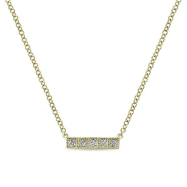 Pave Petite Bar Diamond Necklace 14K Yellow Gold