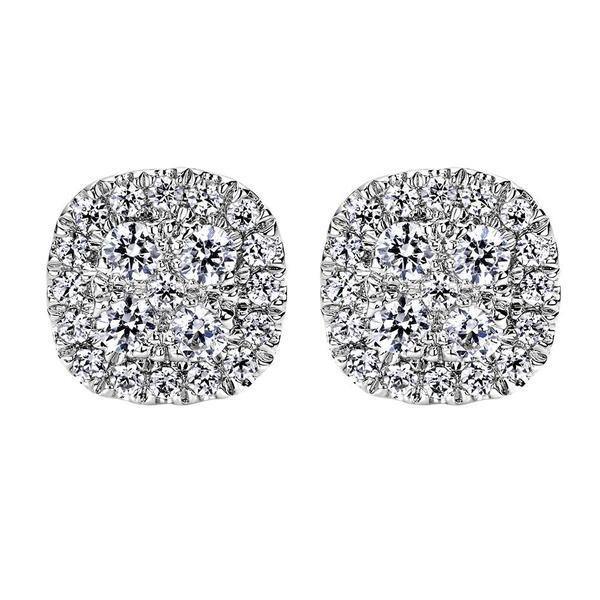 Cushion Shaped Cluster Diamond Stud Earrings 1/2 Cttw