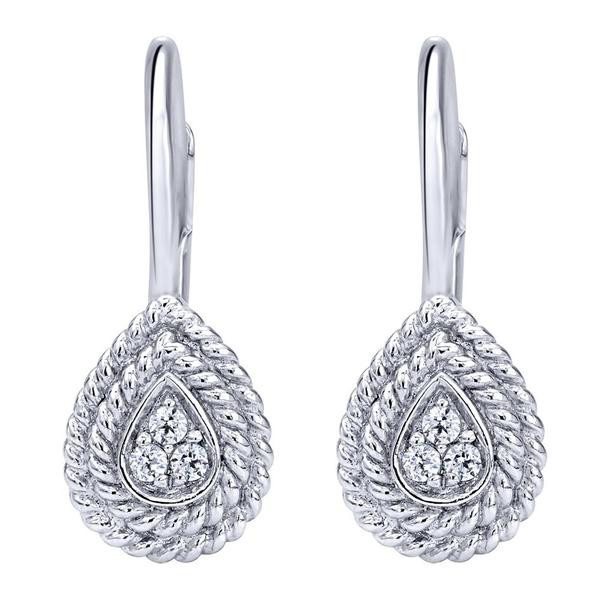 Pear Shape Drop Diamond Earrings 14K White Gold