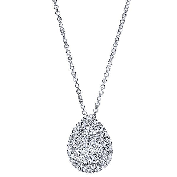 Teardrop Shaped Diamond Cluster Necklace
