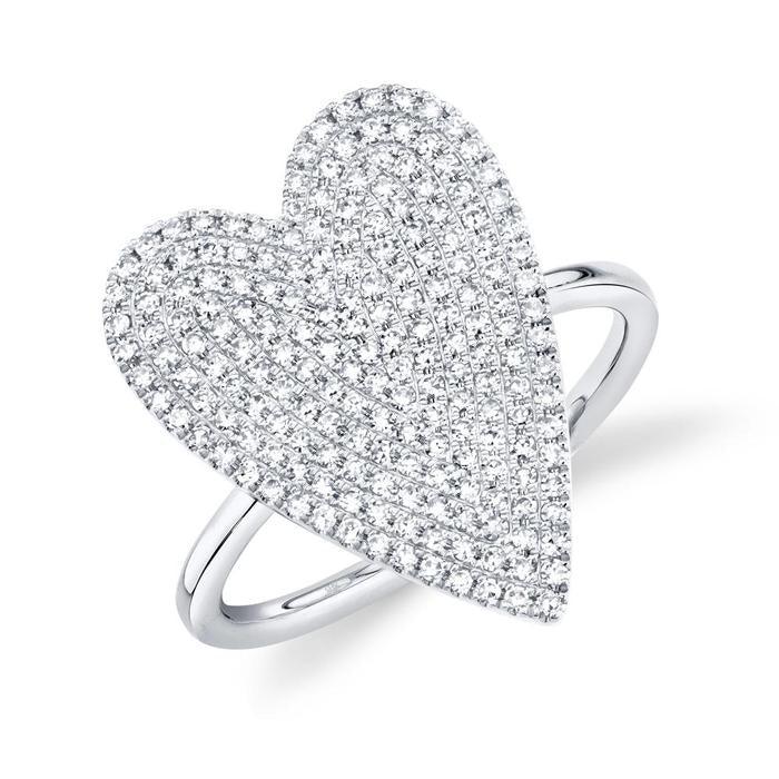 0.56ctw Diamond Pave Heart Ring