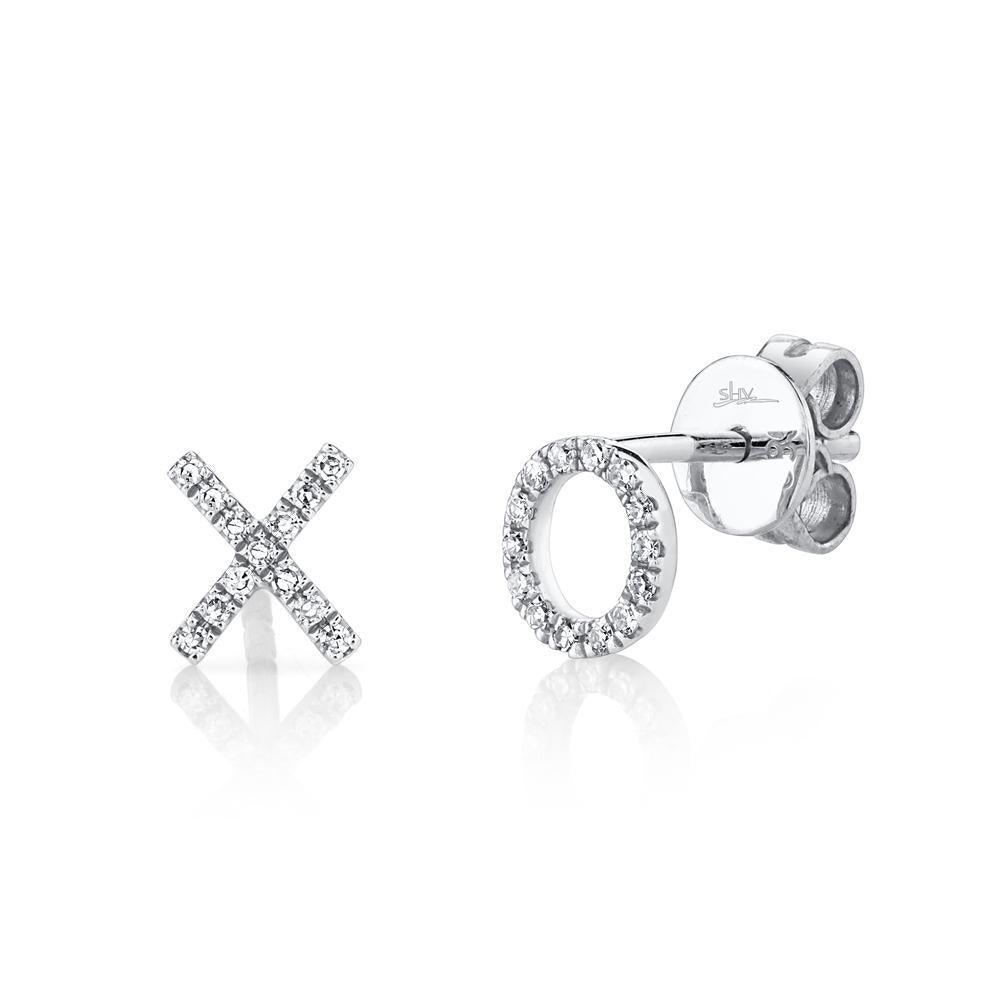 Diamond "XO" Stud Earring