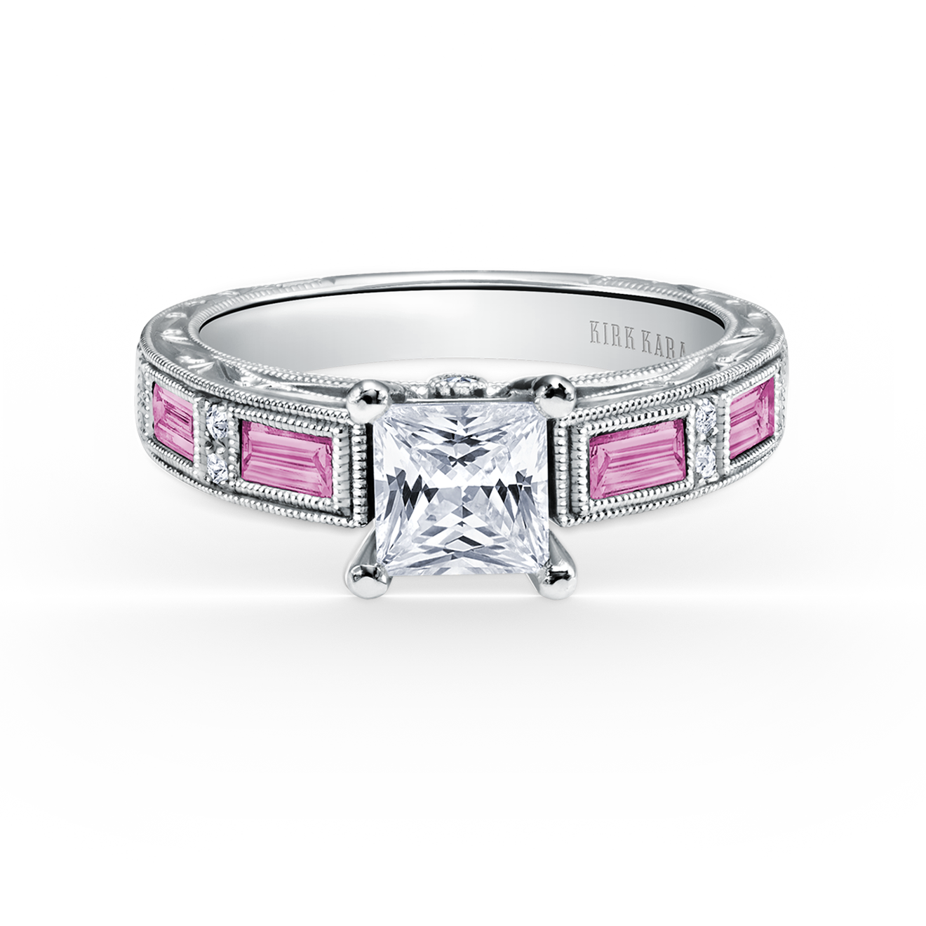Kirk Kara Pink Sapphire and Diamond Engagement Ring