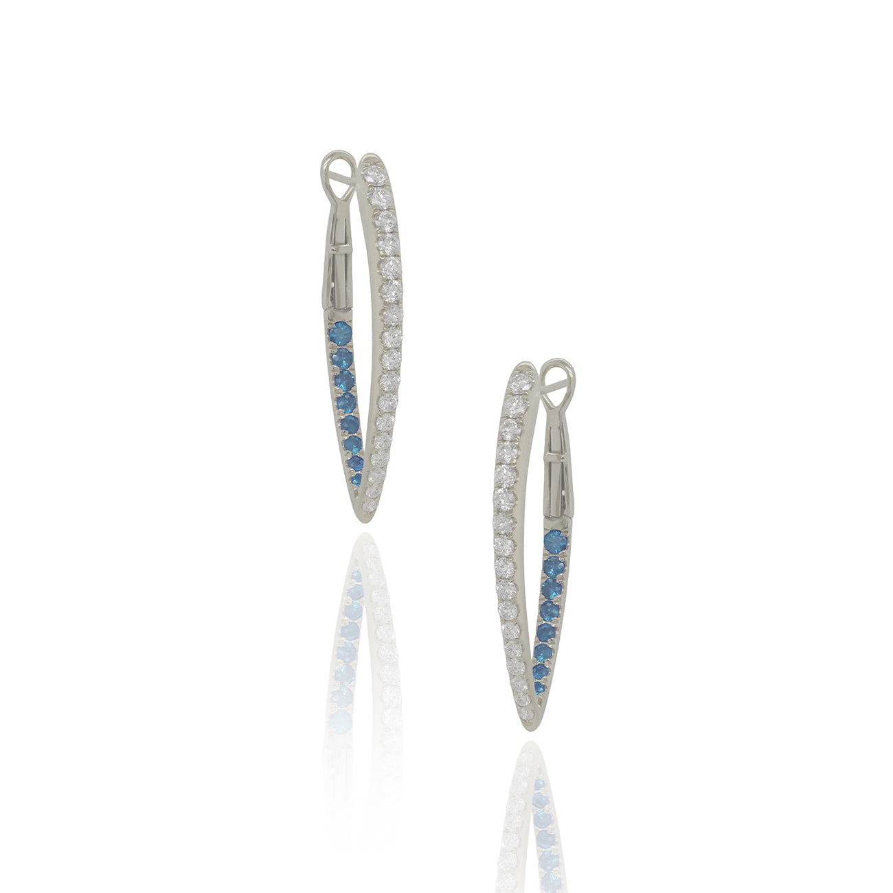 Diamond & Sapphire Pointed Hoop Earrings