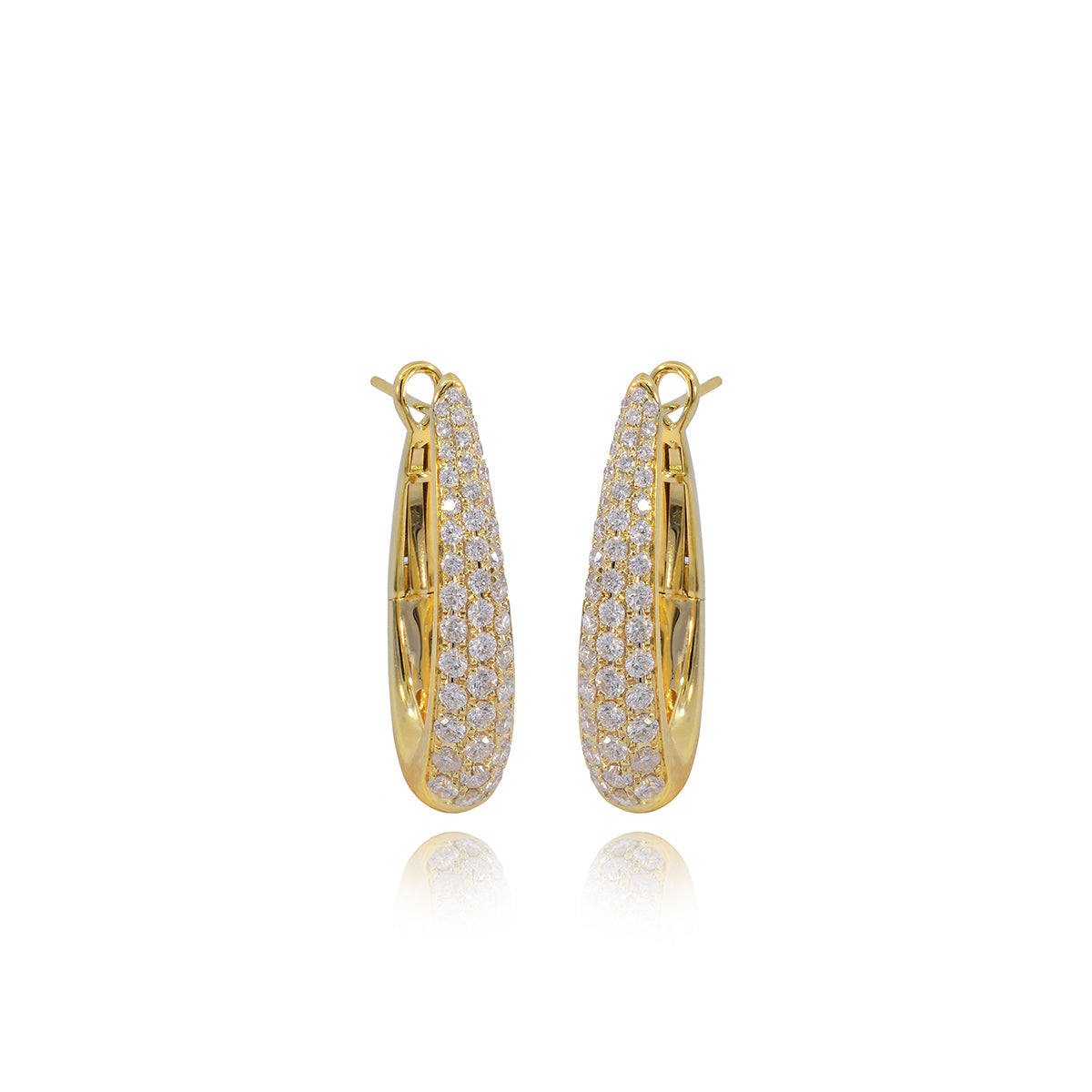 1.70ctw Diamond Pave Oblong Hoop Earrings