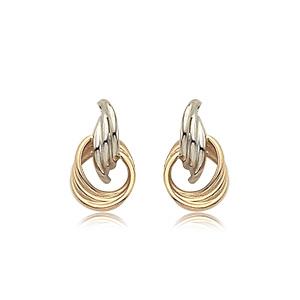 2-Tone Door Knocker Stud Earrings 14K Gold
