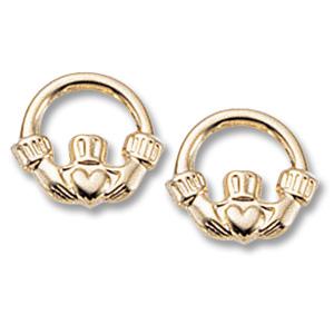 Claddagh Stud Earrings 14K Yellow Gold | Mullen Jewelers