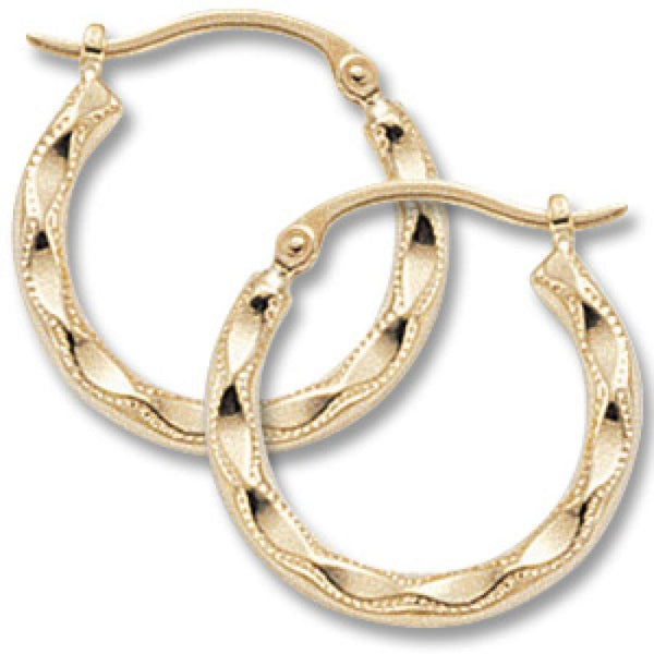 Small Fancy Hoop Earrings 14K Yellow Gold | Mullen Jewelers