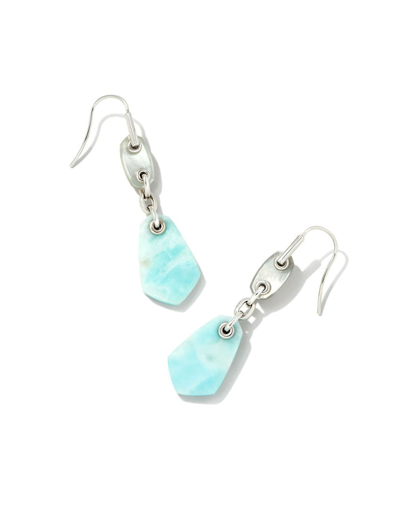 Ashlyn Silver Multi Stone Drop Earrings in Light Blue Mix