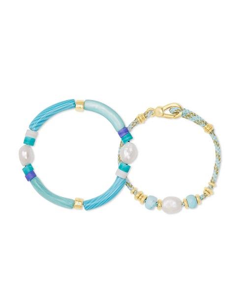 Kendra Scott Rachel Gold Plated Aqua Friendship Bracelets