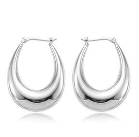 Sterling Silver Medium Oval Shell Hoops