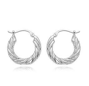 Sterling Silver Small Shell Swirl Hoop Earrings