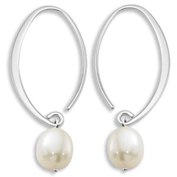 Sterling silver with freshwater pearl simple sweep earrings