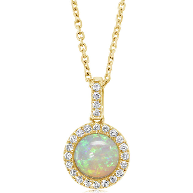 Parlé 14k Yellow Gold Australian Opal Halo Diamond Pendant – PCO139N02CI