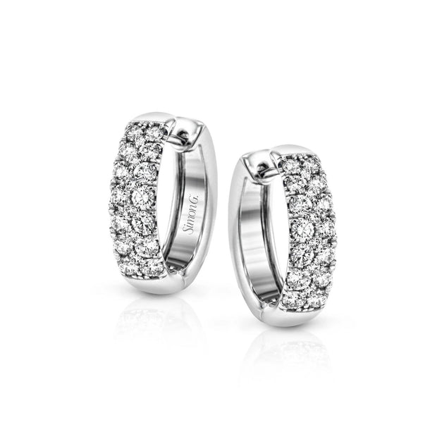 Simon G 18k White Gold Diamond Hoop Earrings – LE4390