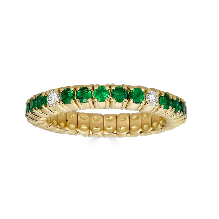 Zydo 18K Yellow Gold 1.28ctw Tsavorite & Diamond Color Stretch Eternity Ring