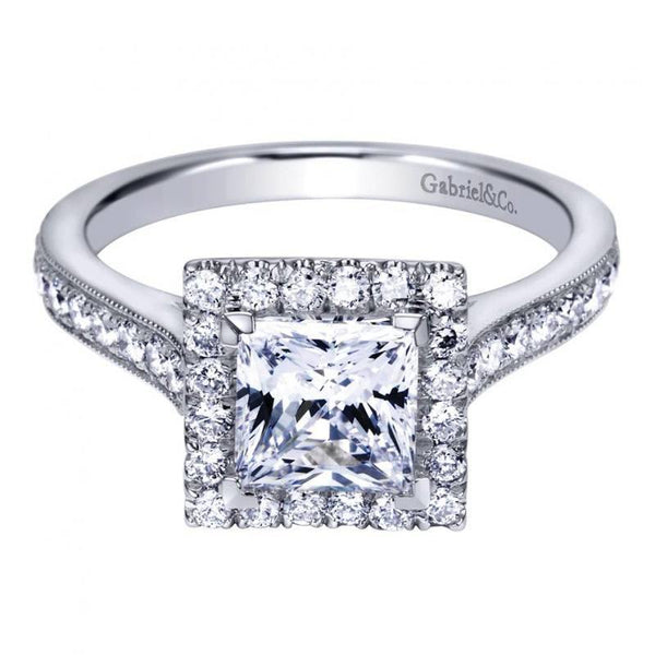 Princess Cut Bead Set Side Diamond Ring .48Cttw 14K Gold 65A